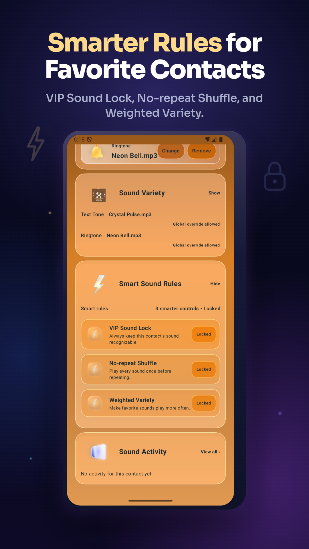 TxTTone Smart Sound Rules screen